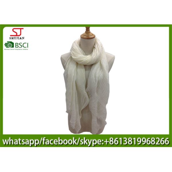 Buy China factory direct supply crinkle white wrinkle spring summer thin scarf100*180cm 100% Polyester pashmina keep fashion at wholesale prices
