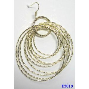 Women female fashionable big plated 18k gold golden hoop dangle drop earrings