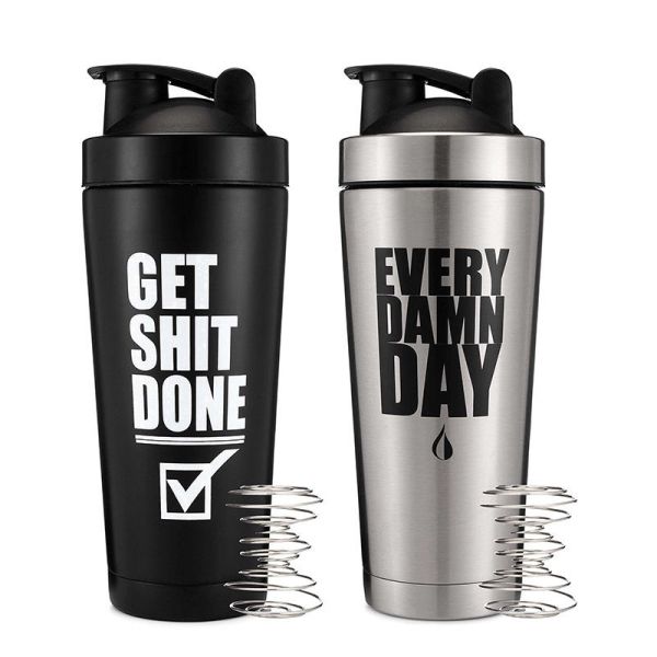 Buy Custom Logo 750ml Shaker Cup Insulated Stainless Steel Water Bottles With Wire Whisk at wholesale prices