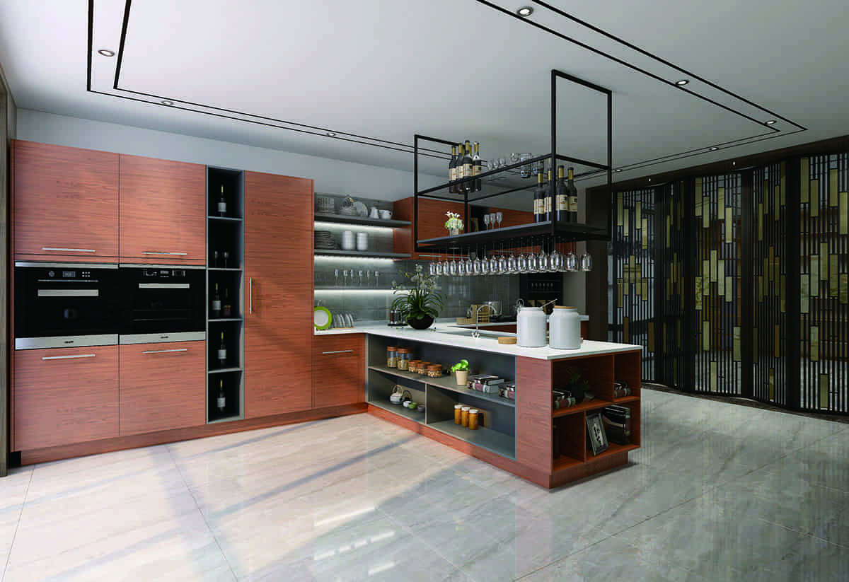 Adjustable SUS304 Stainless Steel Kitchen Cabinets Sink Camphor Wood Style