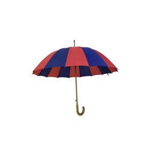 Lightweight Red Blue Wooden Handle Umbrella Wind Resistant Strong Sturdy