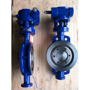 Triple Offset Wafer Type Butterfly Valve Gear Operated With Metal Sealing