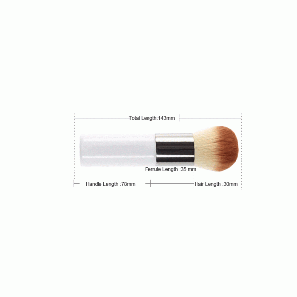 Wood Handle Brush Two Tone Nylon Hair Contour Makeup Brush White
