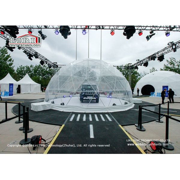 Buy 100sqm Steel Frame Geodesic Dome Tents With Interior Decoration For Exhibition Show at wholesale prices
