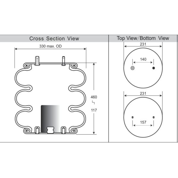 Contitech FT330-29433 Bellows Type Suspension Air Spring Bag Firestone