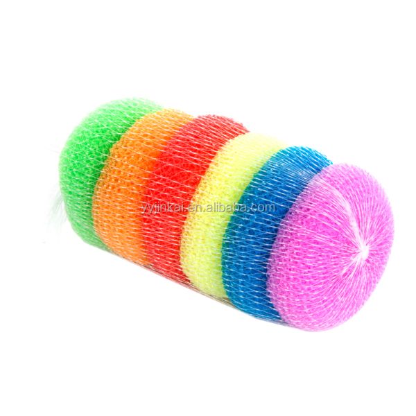 Multi Colors Kitchen Washing Pot Pan Plastic Mesh Scourer