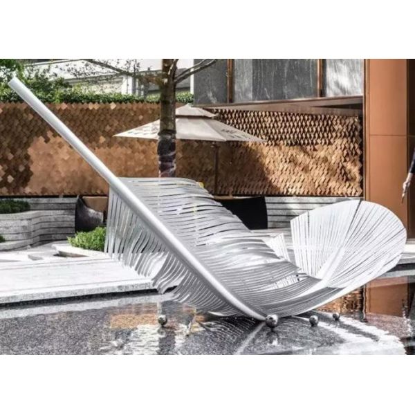 Buy Handmade Feather Outdoor Pool Sculptures Stainless Steel 3D Metal Art Sculpture at wholesale prices