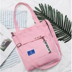 Unique design canvas diagonal Korean fashion shoulder bag handbag with ribbon