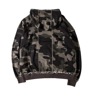wholesale high street fashion mens camo pullover fringe bottom hoodies