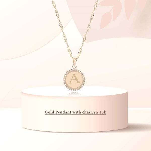 18K Gold ‘A’ Pendant Necklace