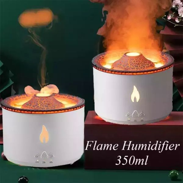 1 Sample Ok Volcano Flame Humidifier Led Color Flame Effect Ultrasonic Aroma Oil