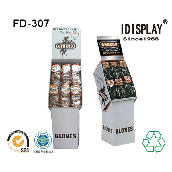 Big Pocket Merchandising Cardboard Floor Displays / Foldable Display Stand