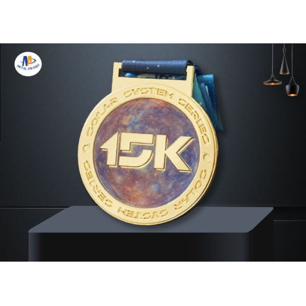 Buy Colorful Printing Custom Sports Medals 15K Medailles With Heat Transfer Ribbon at wholesale prices