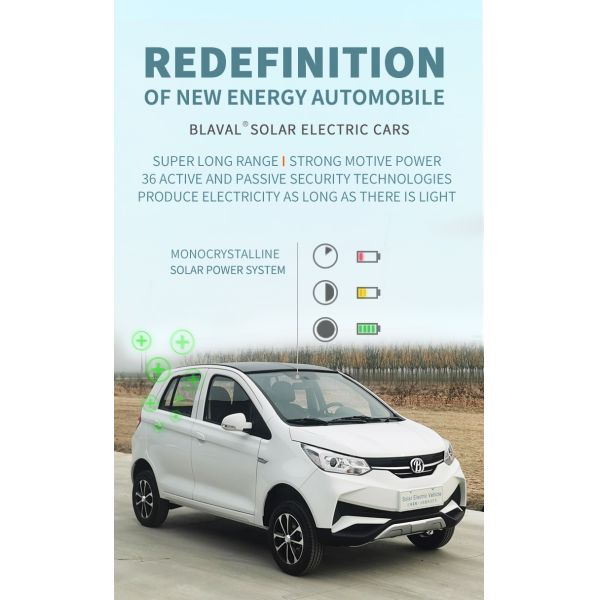2024 Electriccar Max Range 400km Autos Electric 4 Wheel Solar Panel Car LHD Front Logo Rear Driver Position