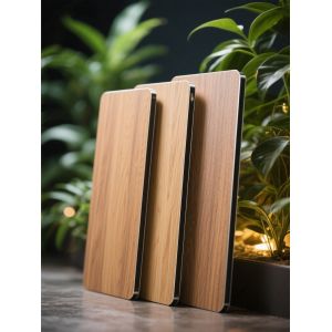 China FR Wooden Finish Aluminum Composite Sheet Acp Panels Exterior  Wide Slat  Cladding For Gates on sale