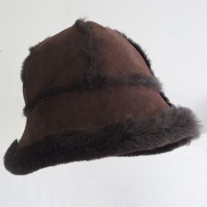 Unisex Sheepskin Beanie Hat Breathable Waterproof Plush Style Plain Pattern