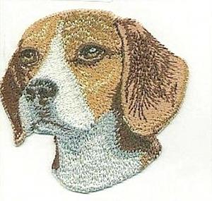 Quality 3 Beagle Dog Portrait Iron On Embroidery Patch Merrowed Border Custom Pantone Color for sale