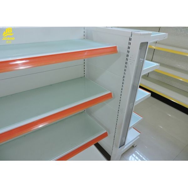 Glass Shelf Supermarket Storage Racks 80x30x2.0mm Columns 2.2mm Brackets