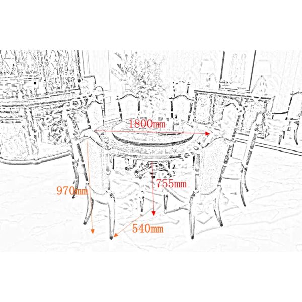Antique wooden round rotating dining table TN-029N