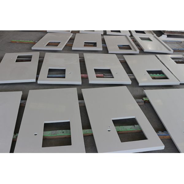 Buy Aimerican Customized Counter Kitchen Tops Prefabricated White Artificial Quartz Stone at wholesale prices