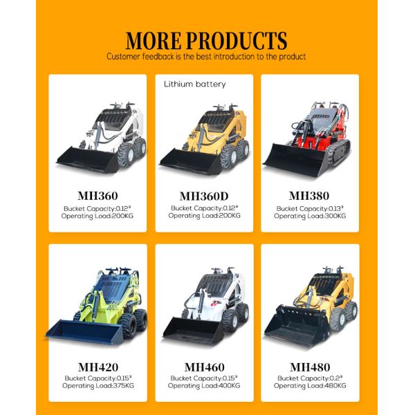 Free Shipping! 420kg Mini Skid Steer Loader With 820 Mm Narrwo Bucket
