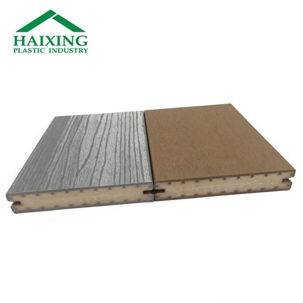 Brown Covered Elastic Plastic and PVC Core Inside Garden Solid Grooved Composite Flooring for Outdoor Balcony