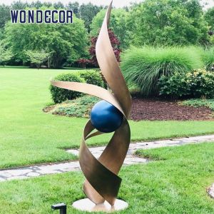 Twisted Stainless Steel Art Sculptures Spiral Gradient Strip Geometric