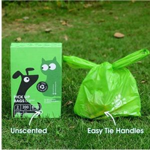 certified compostable dog waste bags with easy-tie handles