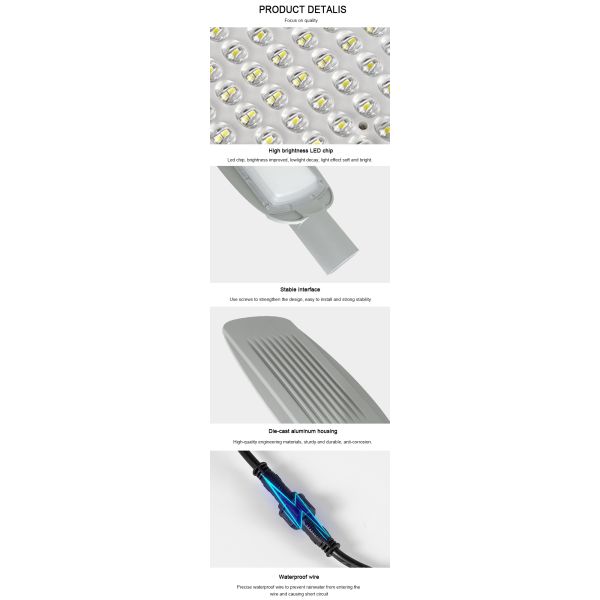 60mm Arm Rod IP65 Split Solar LED Street Lights Long Working Time