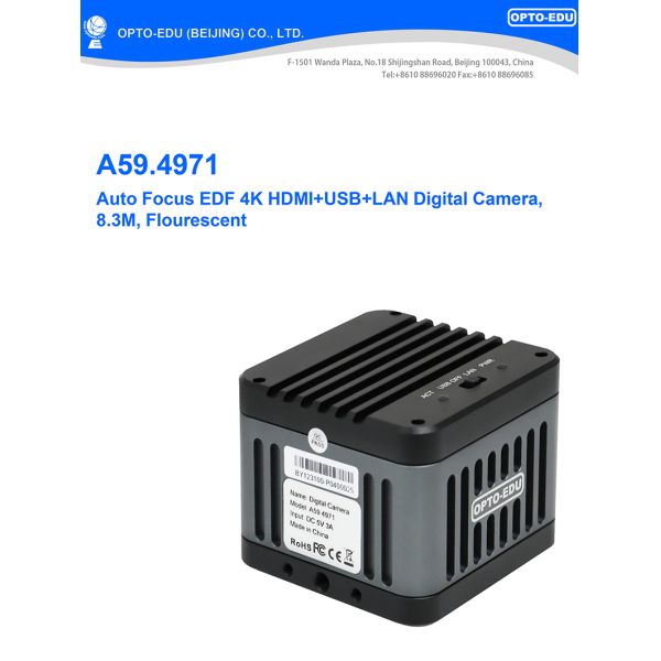 OPTO-EDU A59.4971 Auto Focus EDF 4K HDMI USB LAN Digital Microscope Camera 8.3M Flourescent