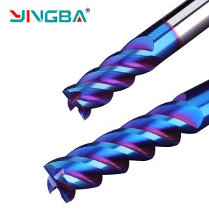 YINGBA Manufacturer Blue Nano DLC Color Coating 4 Flutes Cutting Tool Hrc65