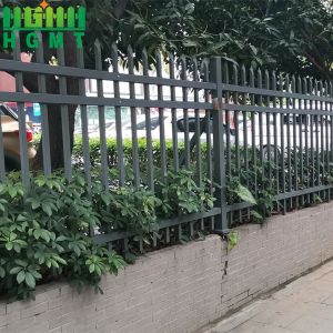 Flat Top Powder Coated Iron Picket Steel Tubular Fence Panels For Residential