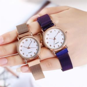Milan Magnetic Strap Women Quartz Watch 29mm Case Push Crown