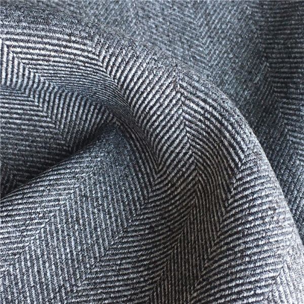 100% Polyester Heavy Weight Ash Wool Imitation Cation Woven Wide Herringbone Fabric for Winter Coat