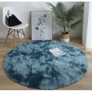 Round Silk Woollen Mixed Knitting Carpet Bedroom, Living Room Carpets