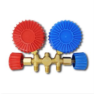 AC Charging Commercial Refrigeration Repair Parts Brass Manifold Gauge ISO