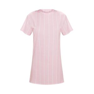 Hot Sale Fashion Pastel Pink Stripe Print T Shirt Dress For Women