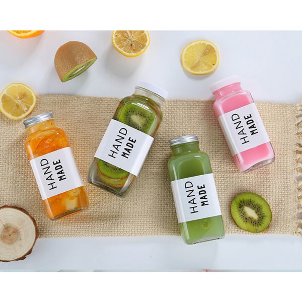 Clear / Frosted Tough Glass Beverage Bottle Reusable Tight Seal Eco Friendly