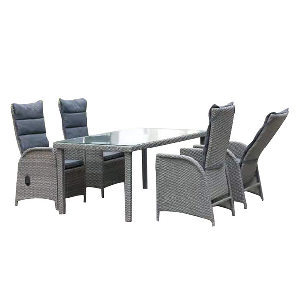 Buy SGS Approval H72cm Chair Grey Rattan Bistro Set With Glass Top at wholesale prices