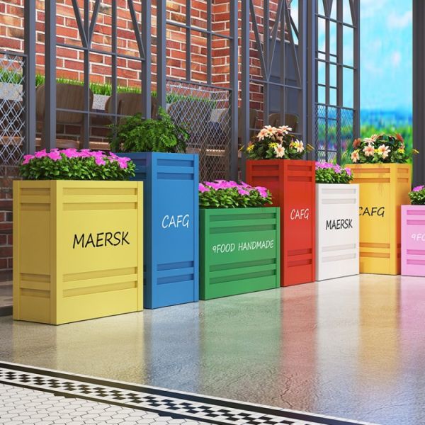Extra large outdoor modern metal flower pot colorful planters