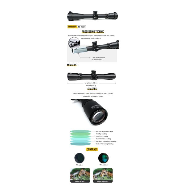 Multilayer Lens Hunting Rifle 3.5-10X42mm FFP Scopes