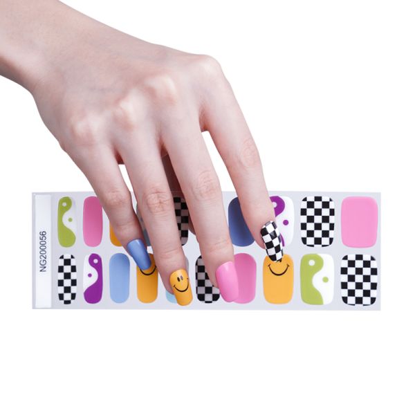 New design of Gel nail wraps eye cat semi cured gel strips factory price gel nail stickers
