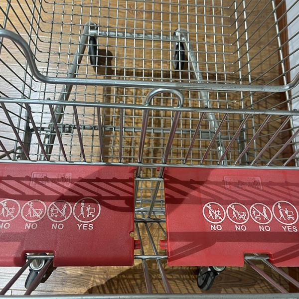 275L Large Capacity Metal Trolley European Style Supermarket Trolley Hand-pushed With Foldable Double Child Seats