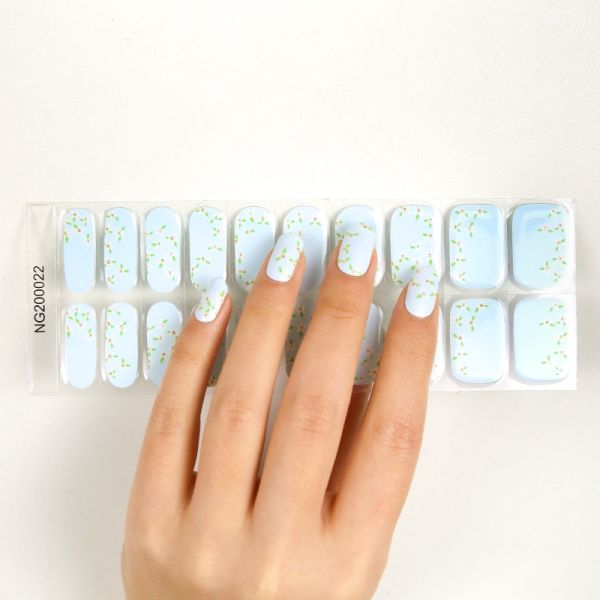 High quality UV lamp French semi cured Gel Nail strips Non-Toxic Long Lasting semi cured Gel Nail Wraps and gel nail poli