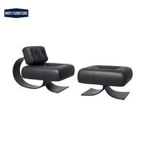 Quality Arm Chair Modern Metal Legs Leather Cushion Lounge Chair and Ottoman Stylish Furniture for Living Room for sale