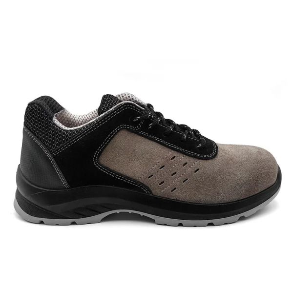 Low Cut Suede Leather Shoes Grey Steel Toe Waterproof Shoes S3