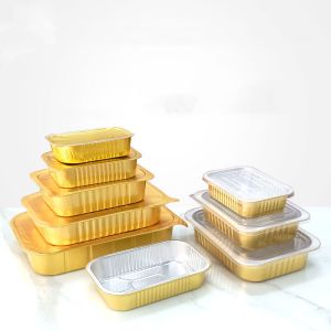 Disposable Rectangular Thickened Aluminum Lunch Tray Barbecue Aluminum Foil Food