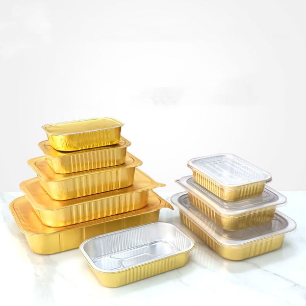 Disposable Rectangular Thickened Aluminum Lunch Tray Barbecue Aluminum Foil Food