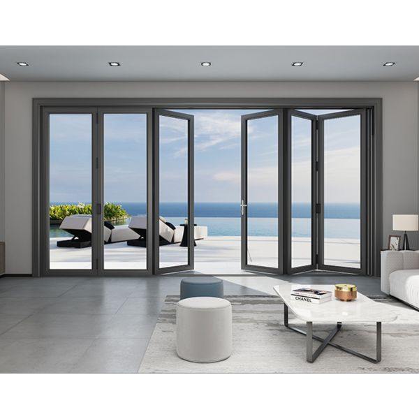 UPVC PVC Foldable Sliding Glass Doors 3 Panel Bi Fold Doors Electrophoresis Coating