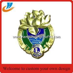 China Gold enamel pins best price custom lion club badges matt gold plated on sale
